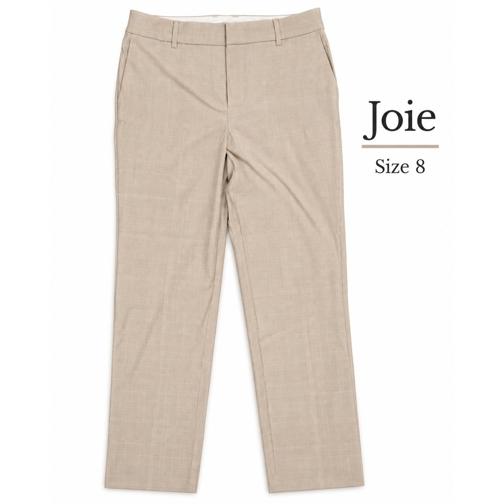 Joie Tan Glen Plaid Tailored Straight Leg Business Casual Pants Womens Size 8